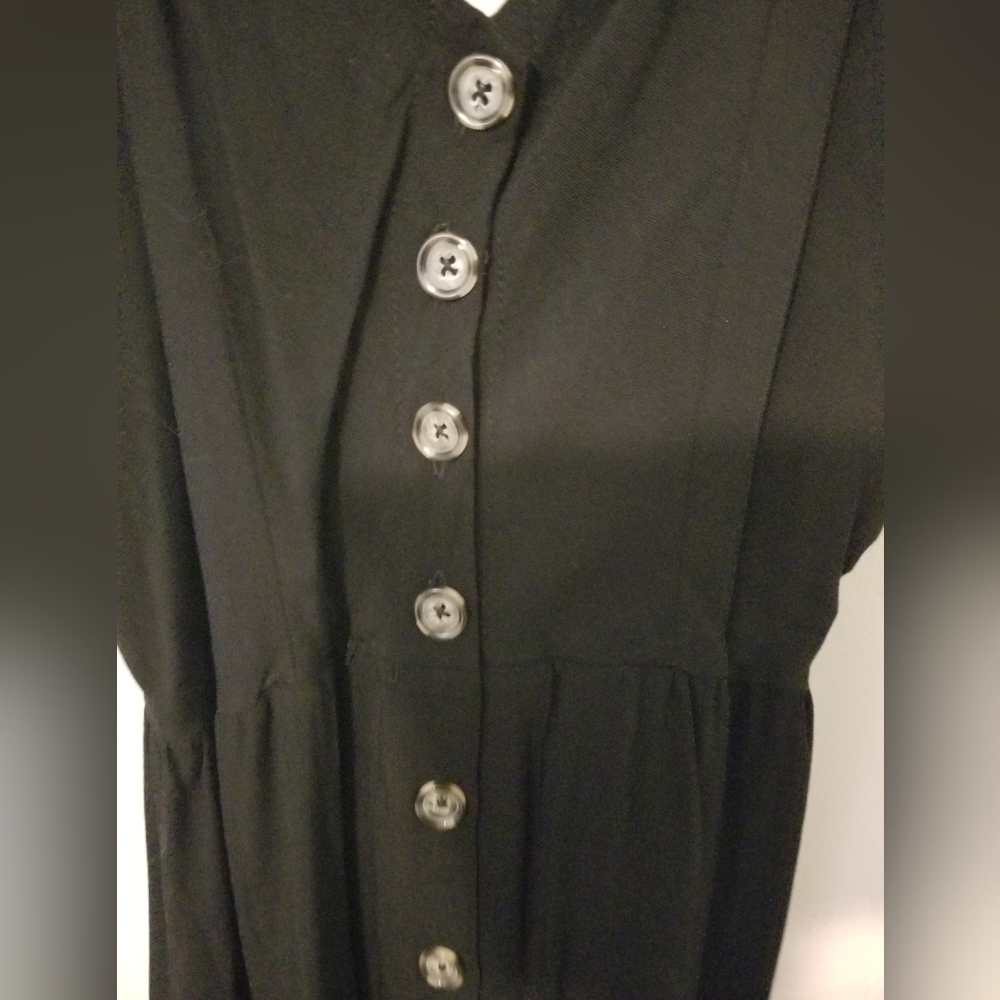 Black Spaghetti Strap, Button Front Midi Dress Fr… - image 2
